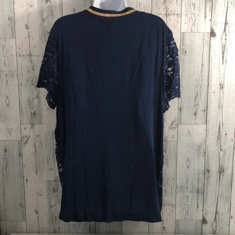 Lane Bryant | Tops | Lane Bryant Sheer Lace Rose Stitching Vneck Top 4 ...